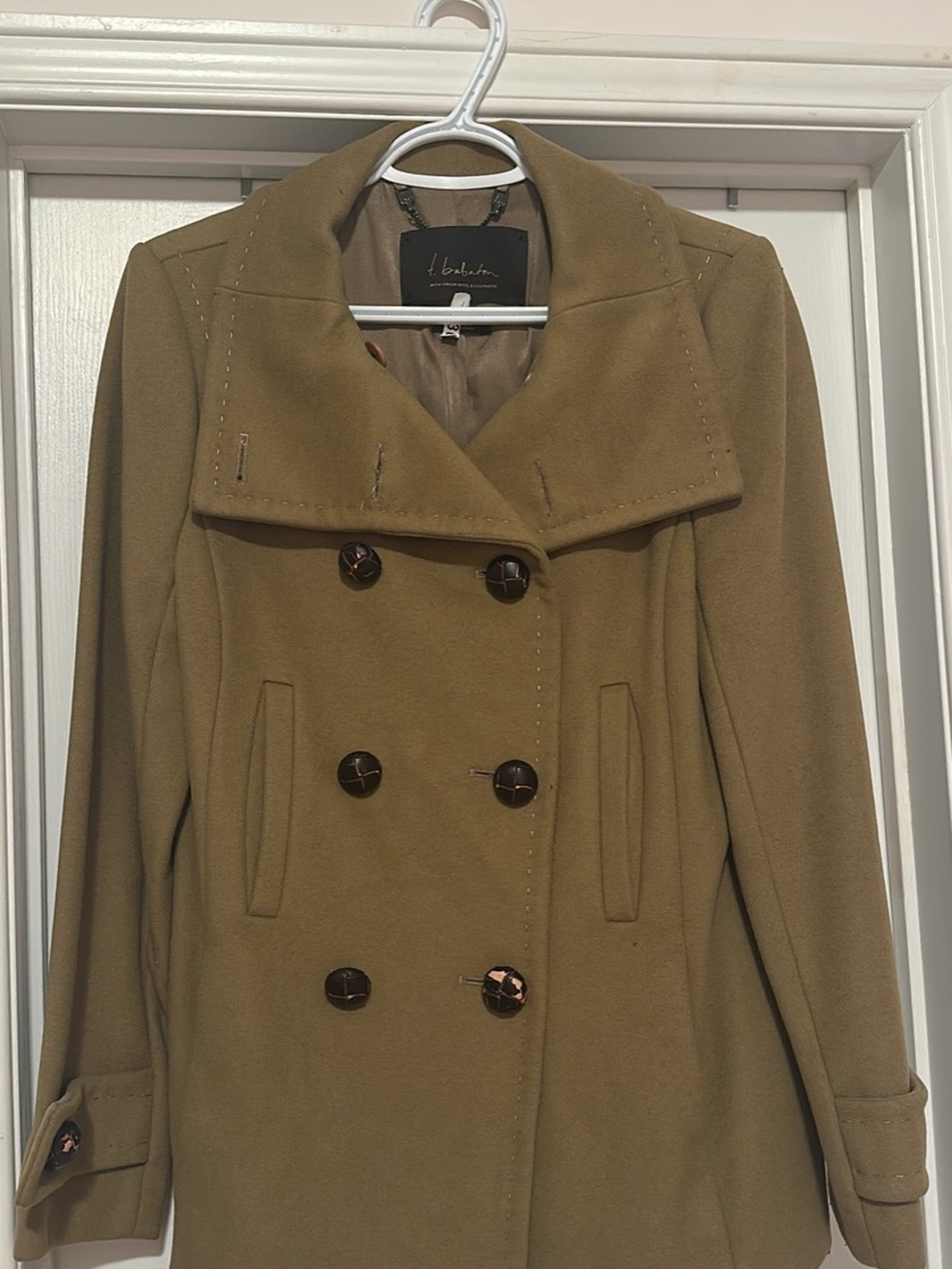 Babaton Double-Breasted Peacoat in Camel Brown